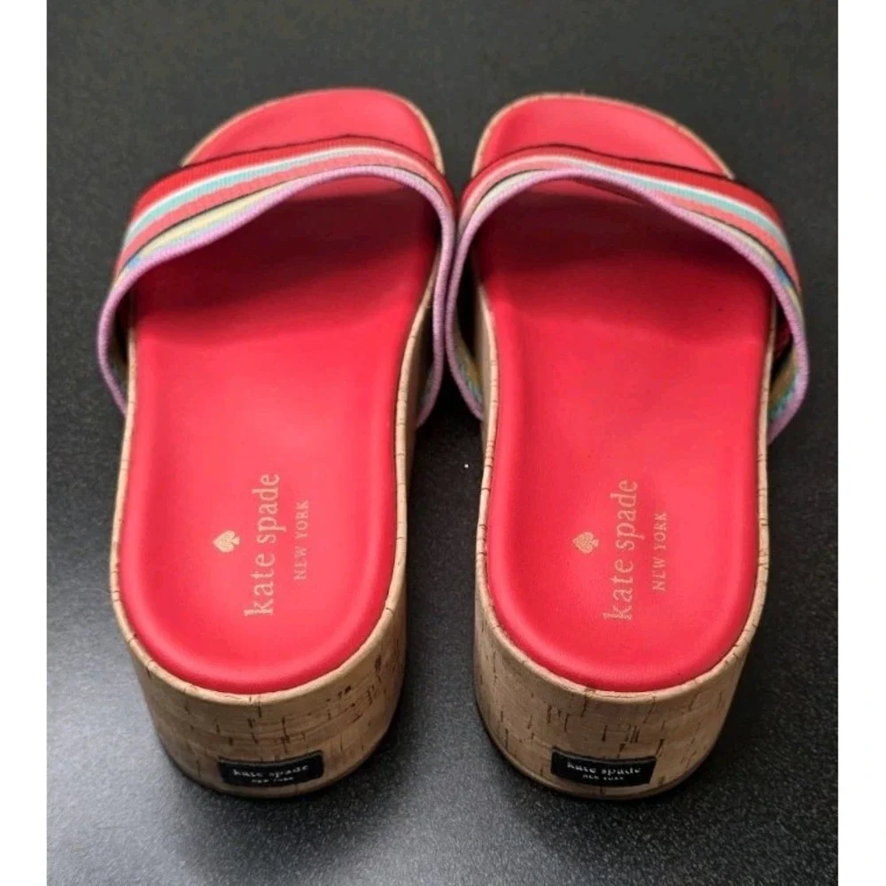 KATE SPADE WEDGE BREEZE SLIP ON SANDALS Platform Beach Red Woman 9.5 Coastal